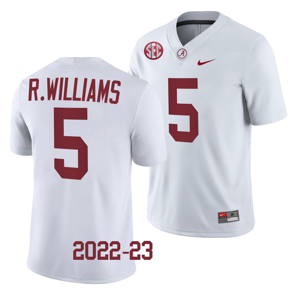 Men's Alabama Crimson Tide Roydell Williams #5 2022-23 White NCAA College Football Jersey
